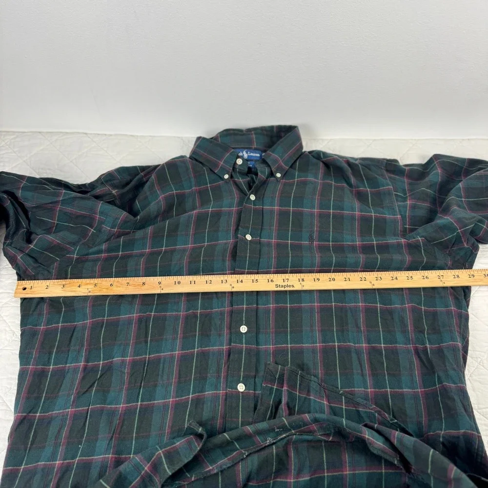 VTG! Ralph‎ Lauren Blake Shirt Mens XL Green Plaid Button Down 100% Cotton